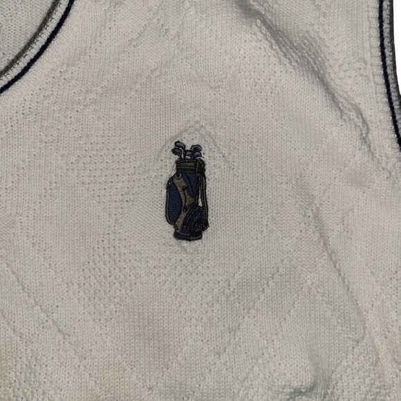 Cypress Links White Knit Golf Sweater Vest XL 100% Cotton Embroidered Golf Bag U - Picture 2 of 5